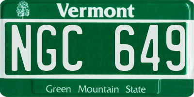 VT license plate NGC649