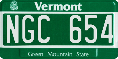 VT license plate NGC654
