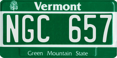 VT license plate NGC657