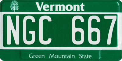 VT license plate NGC667