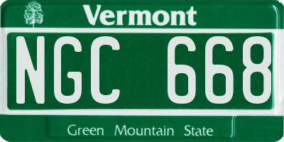 VT license plate NGC668
