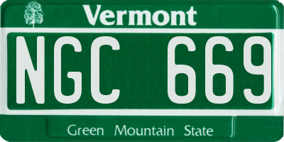 VT license plate NGC669