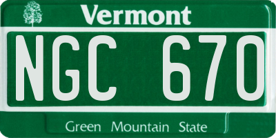 VT license plate NGC670