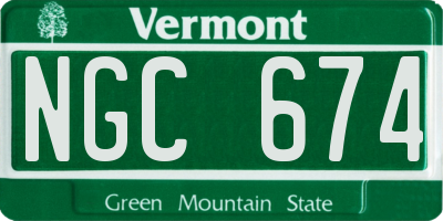VT license plate NGC674