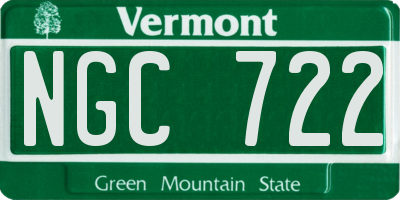VT license plate NGC722