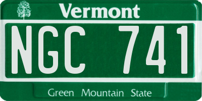 VT license plate NGC741