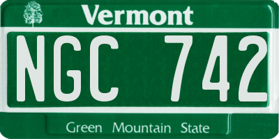 VT license plate NGC742
