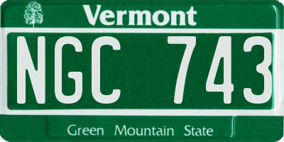 VT license plate NGC743