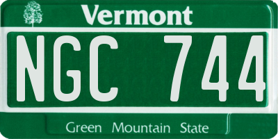 VT license plate NGC744