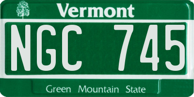 VT license plate NGC745