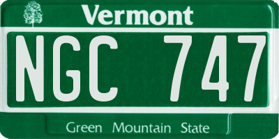 VT license plate NGC747