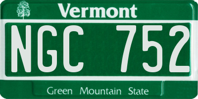VT license plate NGC752