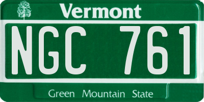 VT license plate NGC761