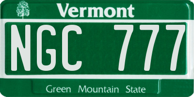 VT license plate NGC777