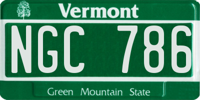 VT license plate NGC786