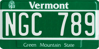 VT license plate NGC789