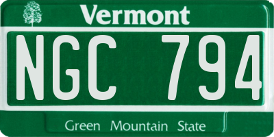 VT license plate NGC794