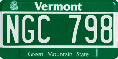 VT license plate NGC798