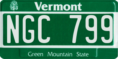 VT license plate NGC799