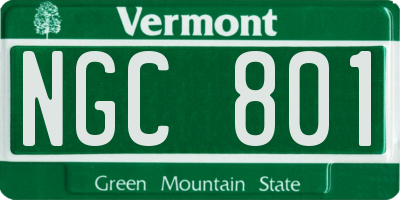 VT license plate NGC801