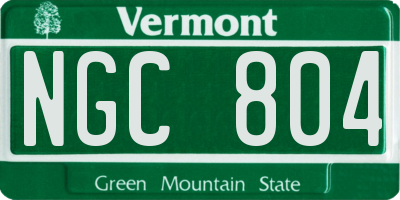 VT license plate NGC804