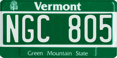 VT license plate NGC805