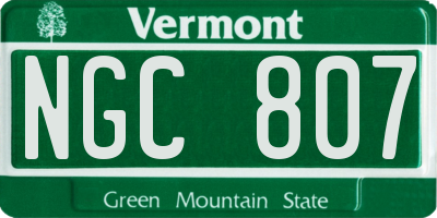 VT license plate NGC807