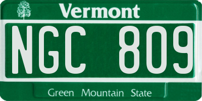 VT license plate NGC809