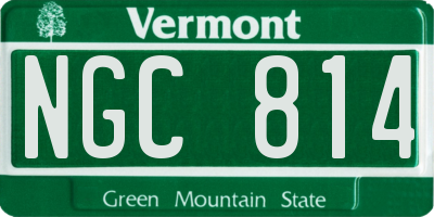 VT license plate NGC814