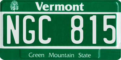 VT license plate NGC815