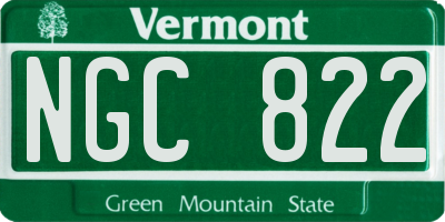 VT license plate NGC822