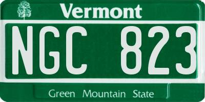 VT license plate NGC823