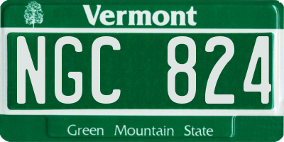 VT license plate NGC824