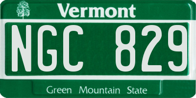 VT license plate NGC829