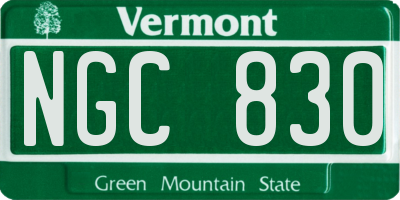 VT license plate NGC830