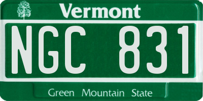 VT license plate NGC831
