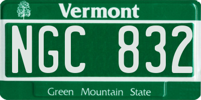 VT license plate NGC832