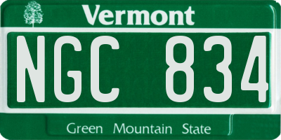 VT license plate NGC834