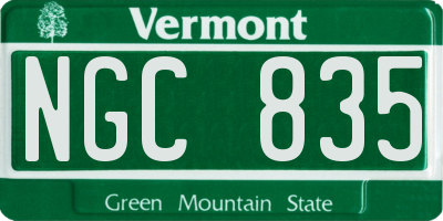 VT license plate NGC835