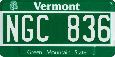 VT license plate NGC836