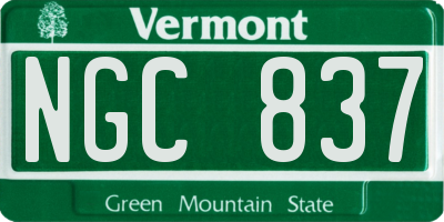 VT license plate NGC837