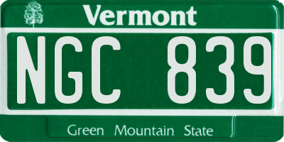 VT license plate NGC839