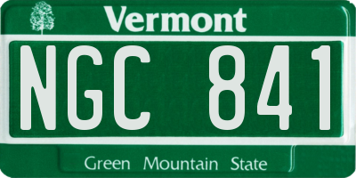 VT license plate NGC841