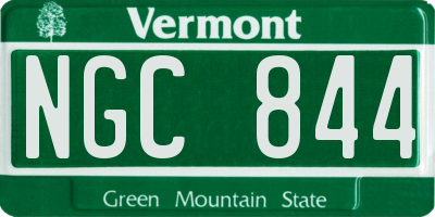 VT license plate NGC844