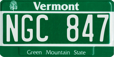 VT license plate NGC847