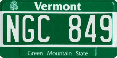 VT license plate NGC849