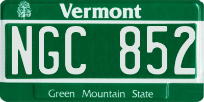 VT license plate NGC852