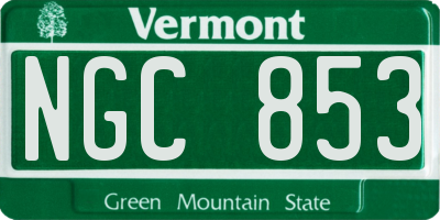 VT license plate NGC853