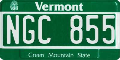 VT license plate NGC855