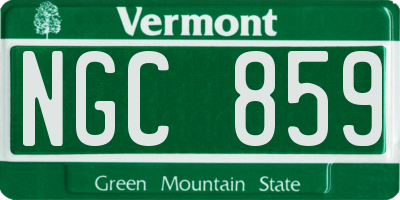 VT license plate NGC859